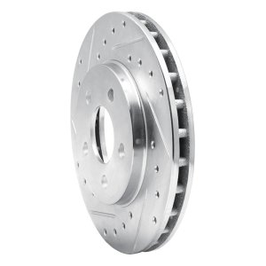 Chrysler Town & Country Brake Rotor (1) - Front Left - R1 Concepts - Drilled & Slotted - Silver - `96-`00